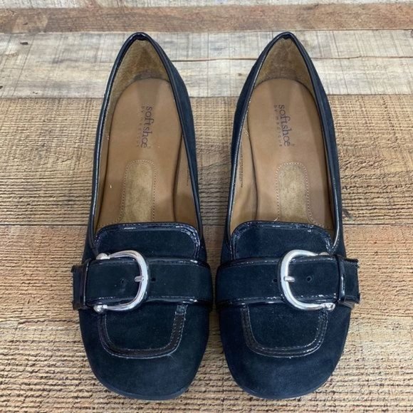 3/$12
Sophisticated Black Wedge Loafers with Silver Buckle. Buy 2 more for $12! - Picture 3 of 12